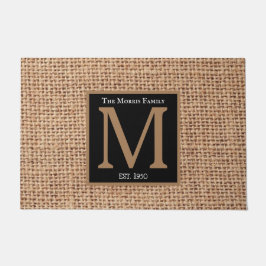Monogram Elegant luxe design zwarte bruine burlap Deurmat