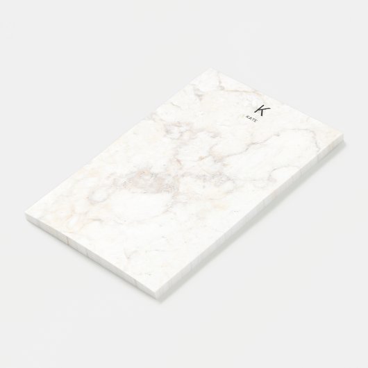 Monogram Elegant Marble Minimalist Modern Post-it® Notes (Schuin)