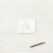 Monogram Elegant Marble Minimalist Post-it® Notes (Op bureau)