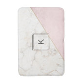 Monogram Elegant Marble Minimalist Roos Gold Badmat (Voorkant Verticaal)