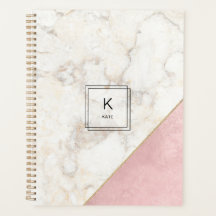 Monogram Elegant Marble Minimalist Roos Gold Big