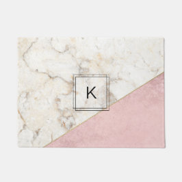 Monogram Elegant Marble Minimalist Roos Gold Deurmat