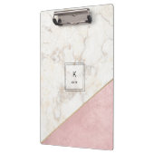 Monogram Elegant Marble Minimalist Roos Gold Klembord (Links)