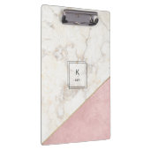 Monogram Elegant Marble Minimalist Roos Gold Klembord (Rechts)