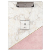 Monogram Elegant Marble Minimalist Roos Gold Klembord (Voorkant)