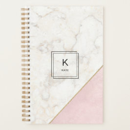 Monogram Elegant Marble Minimalist Roos Gold Planner