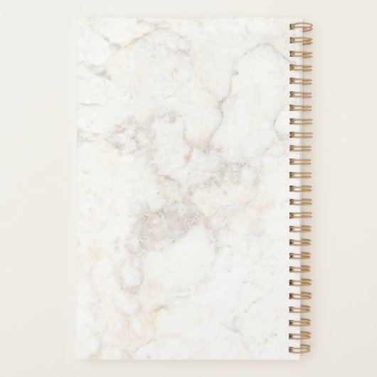 Monogram Elegant Marble Minimalist Roos Gold Planner (Achterkant)