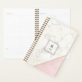 Monogram Elegant Marble Minimalist Roos Gold Planner (Display)