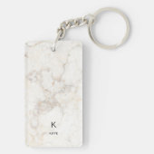 Monogram Elegant Marble Minimalist Roos Gold Sleutelhanger (achterkant)