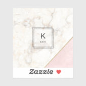 Monogram Elegant Marble Minimalist Roos Gold Sticker (Vel)