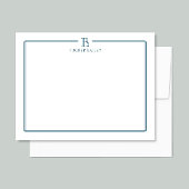 Monogram Elegant marineblauw randbriefpapier Notitiekaartje