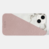 Monogram Elegant Marmer Blush Roze Faux Leder Case-Mate iPhone Case (Achterkant (horizontaal))