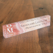 Monogram Elegant Marmer Naambordje (Zijkant)