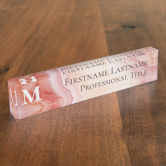 Monogram Elegant Marmer Naambordje (Zijkant)