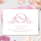 Monogram Elegant Mauve Pink Waterverf Save The Date