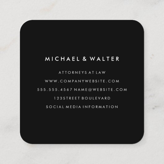 Monogram Elegant Metallic Faux Gold Vierkante Visitekaartje (Achterkant)