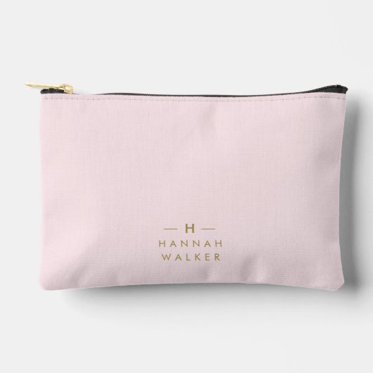 Monogram Elegant Minimaal Blush Roze en Goud Etui (Voorkant)