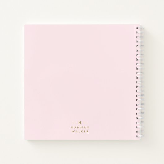 Monogram Elegant Minimaal Blush Roze en Goud Notitieboek (Achterkant)