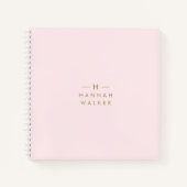 Monogram Elegant Minimaal Blush Roze en Goud Notitieboek (Voorkant)