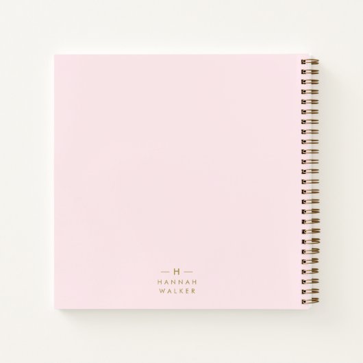 Monogram Elegant Minimaal Blush Roze en Goud Notitieboek (Achterkant)
