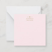 Monogram Elegant Minimaal Blush Roze en Goud Notitiekaartje (Voorkant)