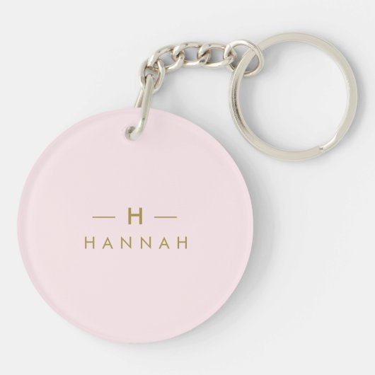 Monogram Elegant Minimaal Blush Roze en Goud Sleutelhanger (Achterkant)