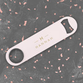 Monogram Elegant Minimaal Blush Roze en Goud Speed Flessenopener