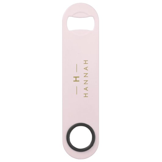 Monogram Elegant Minimaal Blush Roze en Goud Speed Flessenopener (Achterkant)