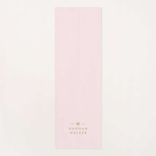 Monogram Elegant Minimaal Blush Roze en Goud Yogamat (Voorkant)