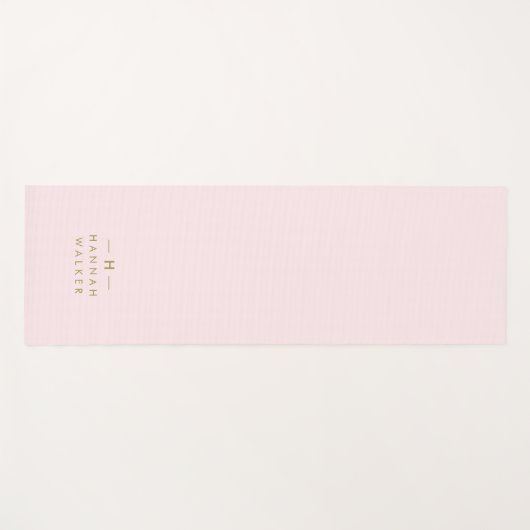 Monogram Elegant Minimaal Blush Roze en Goud Yogamat (Voorkant (horizontaal))