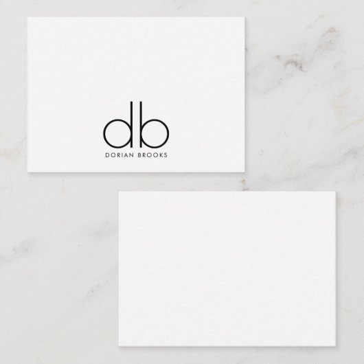 Monogram Elegant Minimaal Klassiek Modern Notitiekaartje (Voorkant / Achterkant)