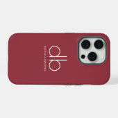 Monogram Elegant Minimaal Klassiek Modern Rood iPhone Hoesje (Achterkant horizontaal)