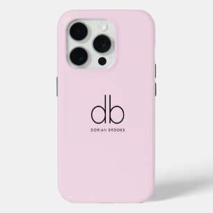 Monogram Elegant Minimaal Klassiek Modern Roze Roo iPhone 15 Pro Case