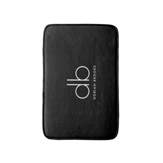 Monogram Elegant Minimaal Klassiek Modern Zwart Badmat (Voorkant Verticaal)