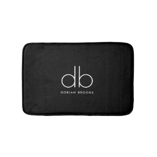 Monogram Elegant Minimaal Klassiek Modern Zwart Badmat