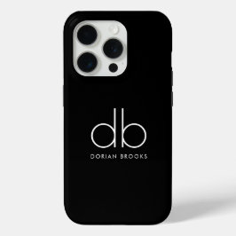 Monogram Elegant Minimaal Klassiek Modern Zwart iPhone 15 Pro Case