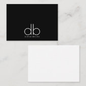 Monogram Elegant Minimaal Klassiek Modern Zwart Notitiekaartje (Voorkant / Achterkant)