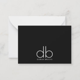 Monogram Elegant Minimaal Klassiek Modern Zwart Notitiekaartje