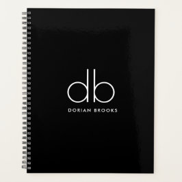 Monogram Elegant Minimaal Klassiek Modern Zwart Planner