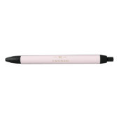 Monogram Elegant Minimaal Roze en Goud Zwarte Inkt Pen (Voorkant)