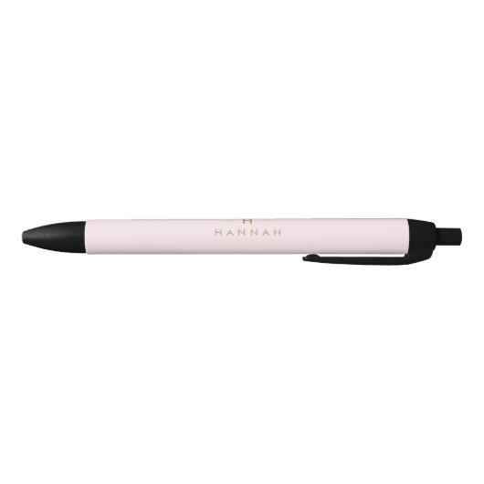 Monogram Elegant Minimaal Roze en Goud Zwarte Inkt Pen (Bodem)
