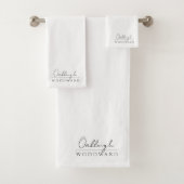 Monogram Elegant minimaal wit Bad Handdoek (Insitu)
