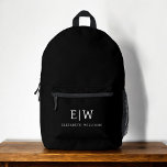 Monogram Elegant minimaal zwart Bedrukte Rugzak<br><div class="desc">Upgrade uw dagelijkse stijl met de Monogram Elegant Minimal Black Printed Backpack. Deze verfijnde rugzak is voorzien van een chique salie groen ontwerp met een elegant monogram, aanpasbaar met uw initialen. Gemaakt van duurzame materialen, biedt het ruime compartimenten, een gevoerde laptophoes, stevige ritsen en handige zijzakken. De comfortabele gewatteerde riemen...</div>