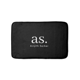 Monogram Elegant Minimaal Zwart en Wit Klassiek Badmat
