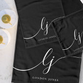Monogram Elegant Minimaal Zwart Wit Chic Bad Handdoek