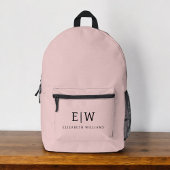 Monogram Elegant Minimal Blush Pink Bedrukte Rugzak