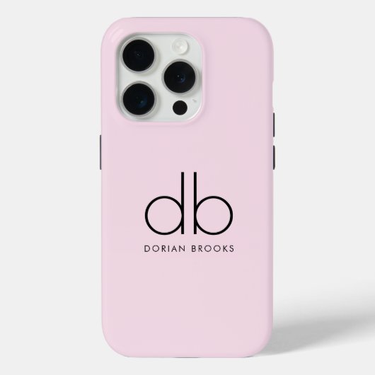 Monogram Elegant Minimal Classic Modern Blush Roze Case-Mate iPhone Case (Achterkant)