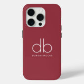 Monogram Elegant Minimal Classic Modern Red Case-Mate iPhone Case (Achterkant)