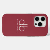 Monogram Elegant Minimal Classic Modern Red Case-Mate iPhone Case (Achterkant (horizontaal))