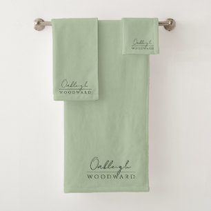 Monogram Elegant minimale salie groen Bad Handdoek